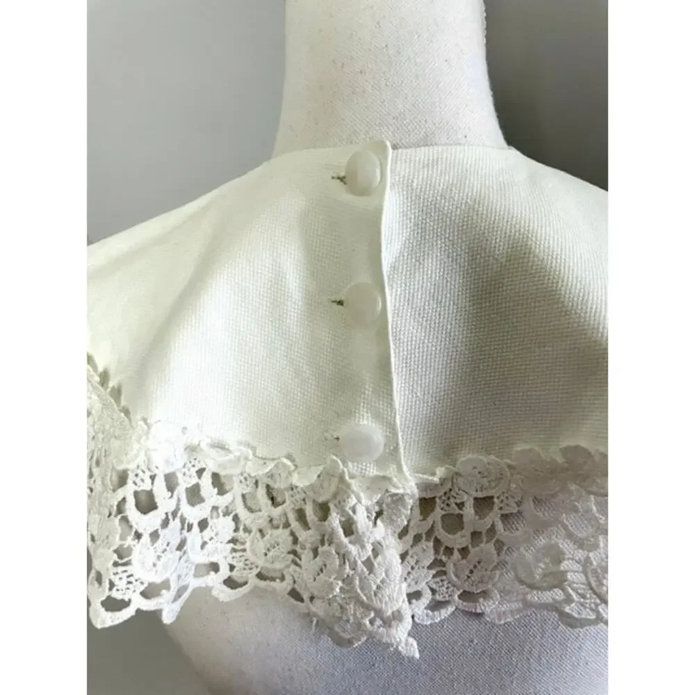 Handmade White Lace Detachable Cape Collar Victorian Cottagecore French Country
